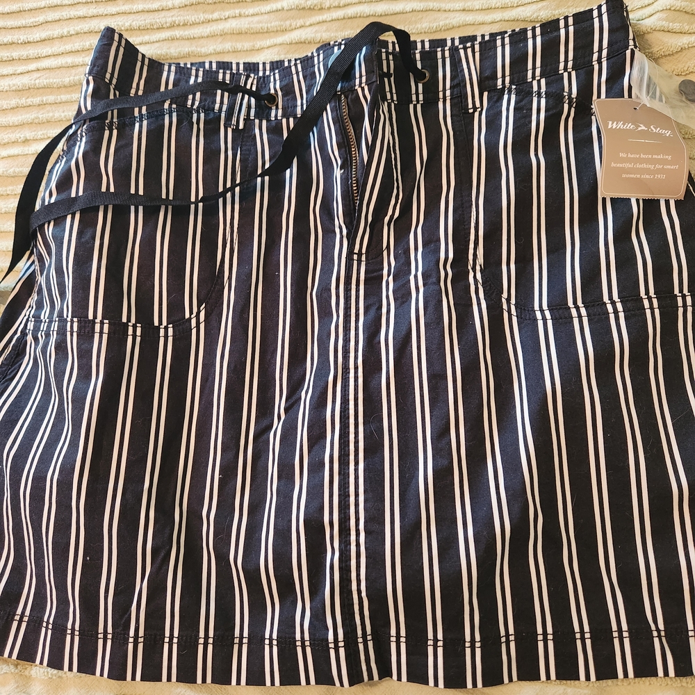 White Stag Black and White Striped Skort